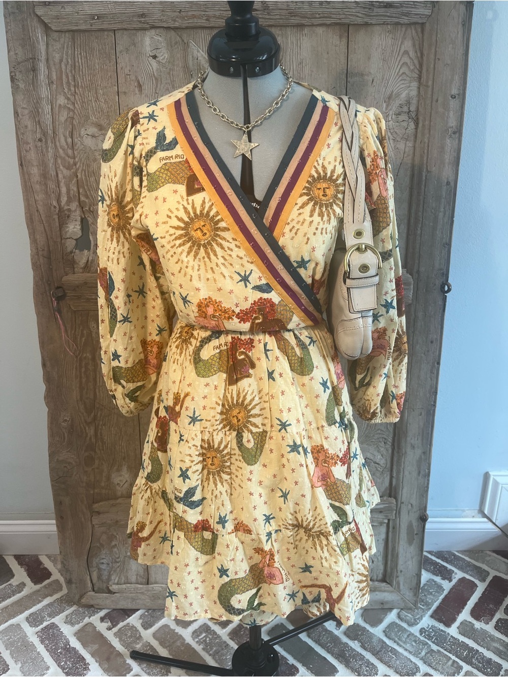Farm Rio Whimsical Mermaid V-Neck Dress